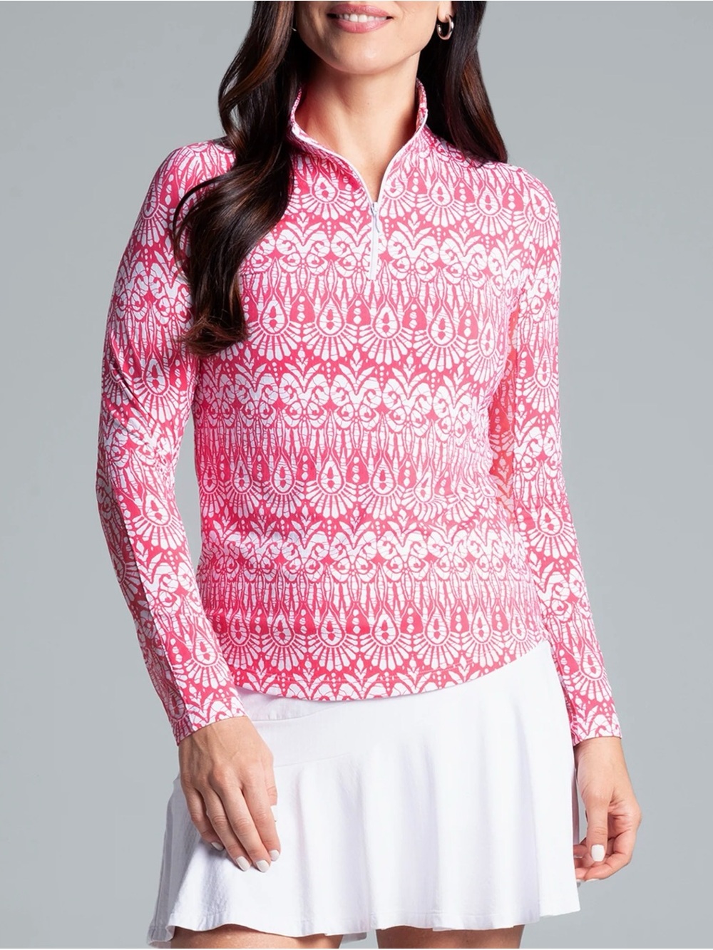 IBKUL Barbara Print Long Sleeve Mock Neck Top, XS